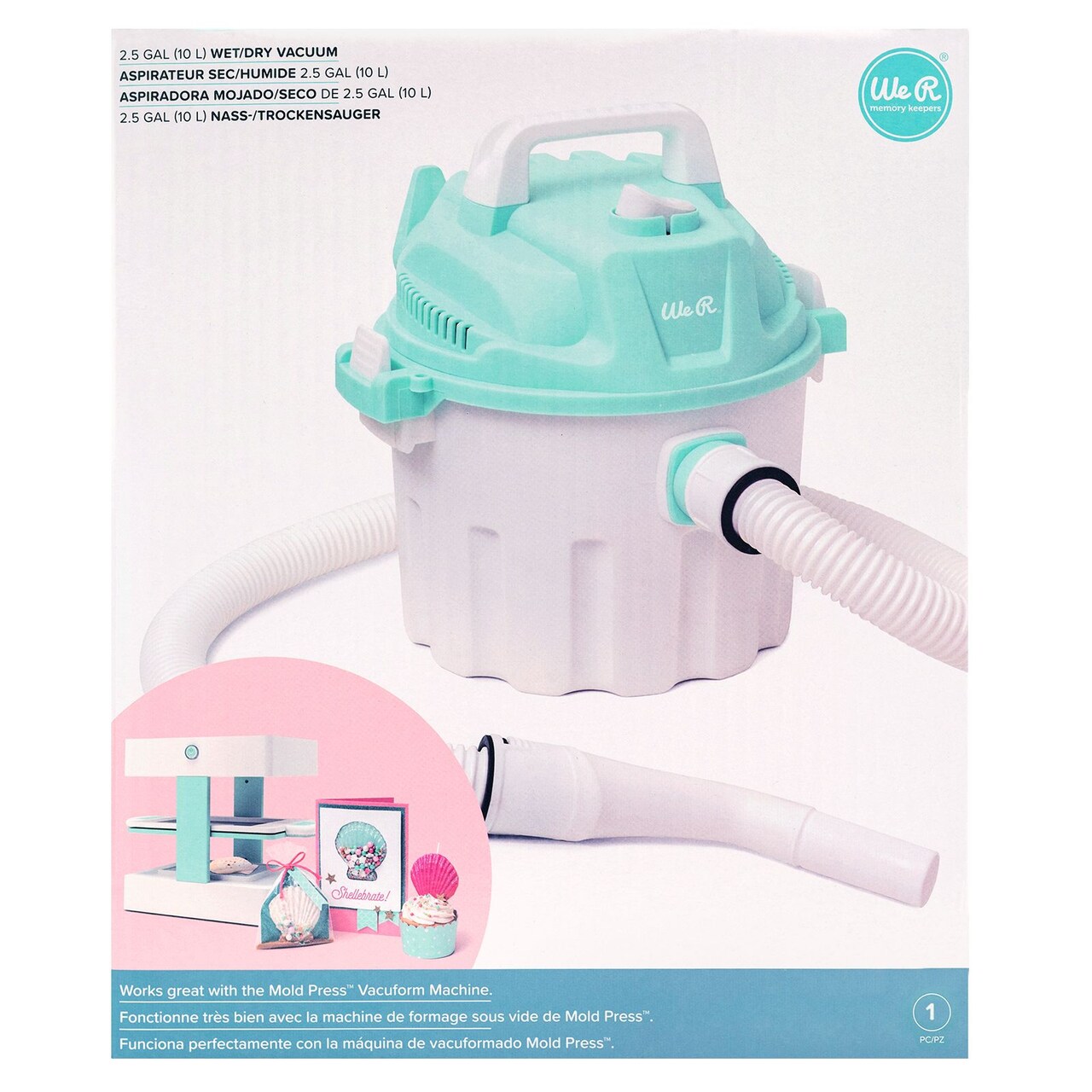 We R Memory Keepers Mold Press Wet/Dry Vacuum-White/Mint (Aspiradora) 661281 by American Crafts